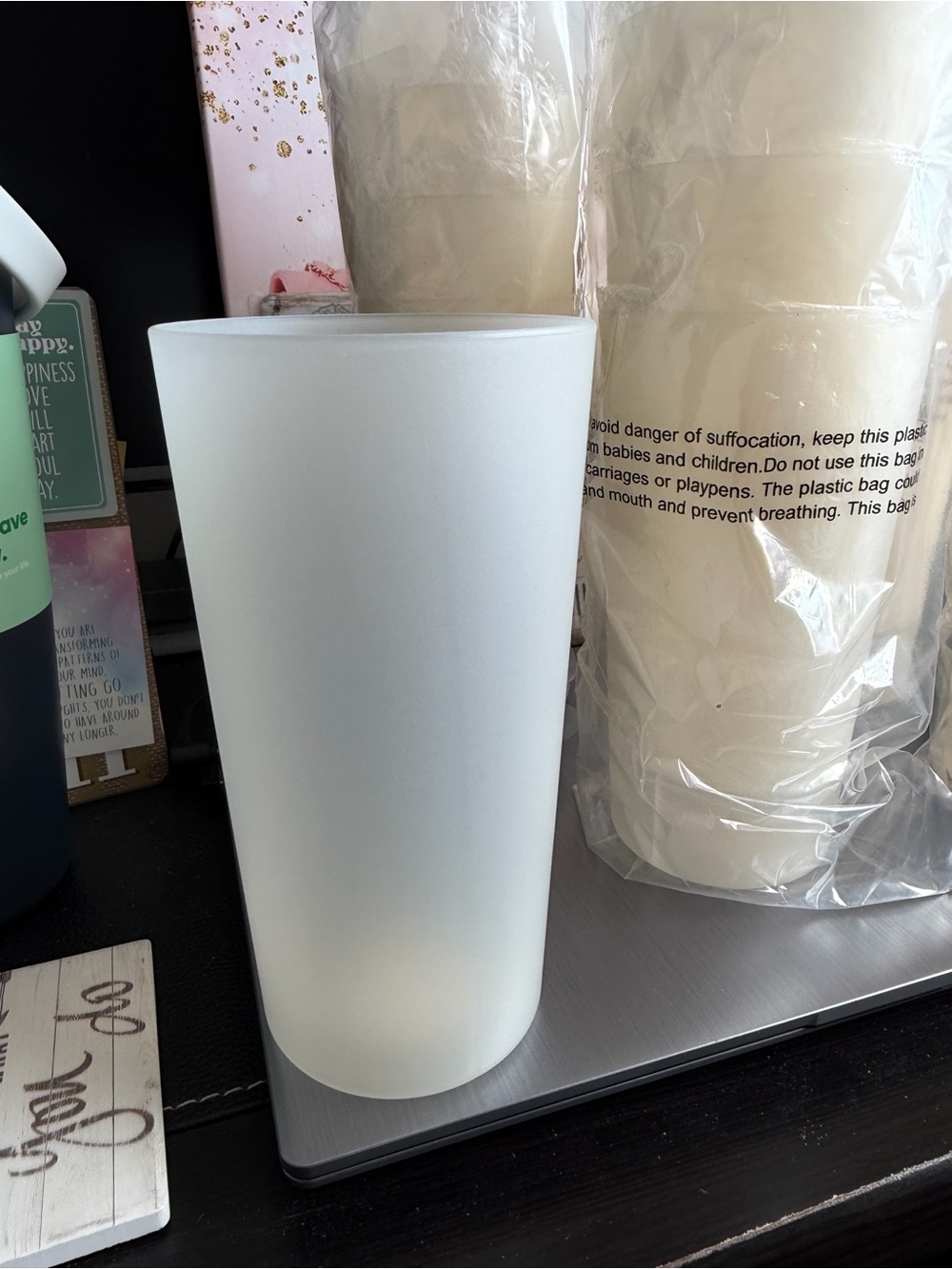 Set of Clear cream color reusable Plastic Cups - Pack of  12 all are new
